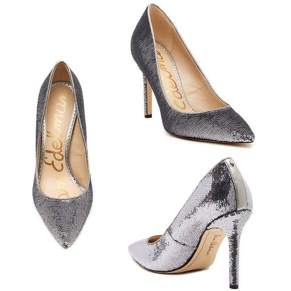 Sam Edelman Hazel Shoes Pumps Size 10 Pointy Toe Metallic Sequin Party Glam Chic - Picture 1 of 11